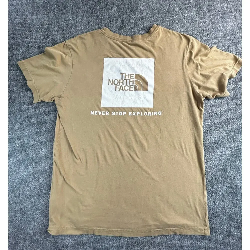The North Face Box NSE Logo Graphic T-Shirt Men's Large Tan Short Sleeve Tee
